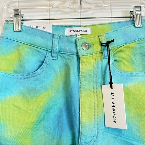 NWT WeWoreWhat flare bell short stretch twill denim tie dye women 27 - Picture 11 of 14